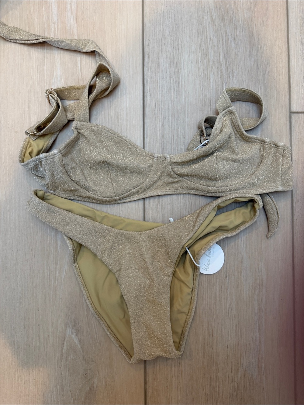 Shimmery Gold Underwire Bikini Set — Women Swim Bikinis